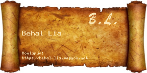 Behal Lia névjegykártya